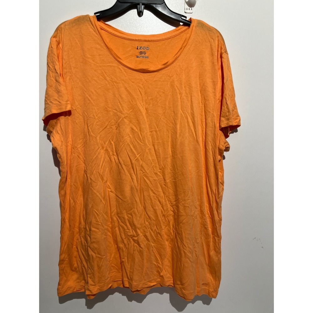 IZOD Womens XXL Orange Short Sleeve Scoop Neck Cotton Modal Blend Basic Tee - Picture 3 of 12